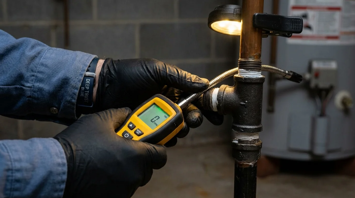 Gas leak detection with electronic sniffer by Johns Plumbing LLC in Bernardston