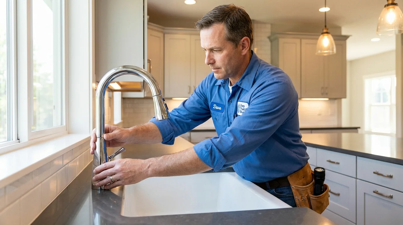 Kitchen faucet installation by Johns Plumbing LLC in Bernardston