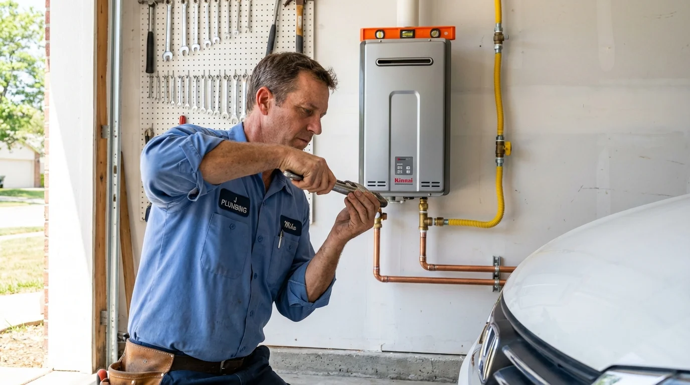 Tankless water heater installation by a Johns Plumbing LLC plumber in Bernardston